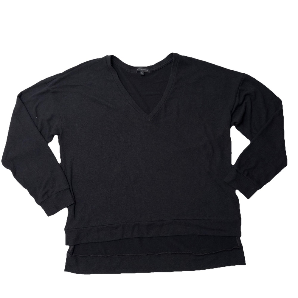 Beyond Yoga Womens V Neck Sweater Long Sleeve Tee Shirt Black Size M Medium Thin